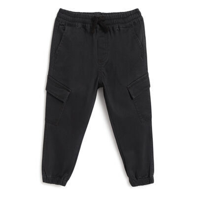 Boys Dark Grey Solid Long Trousers